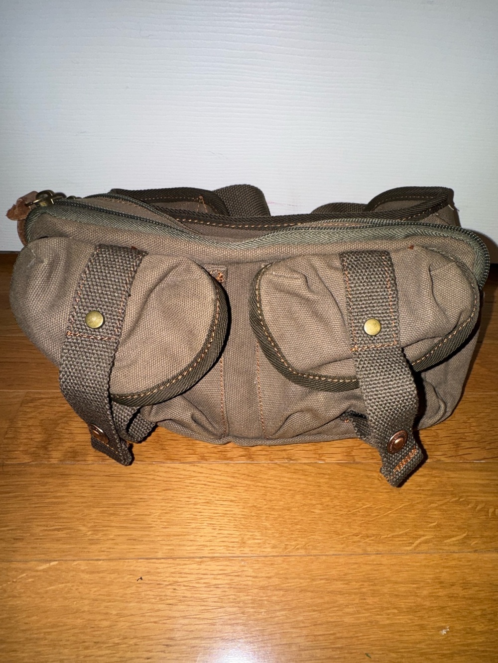 Augur Strauss & Co. Canvas Belly/ Waist Motorbike Bag  Color: Brown